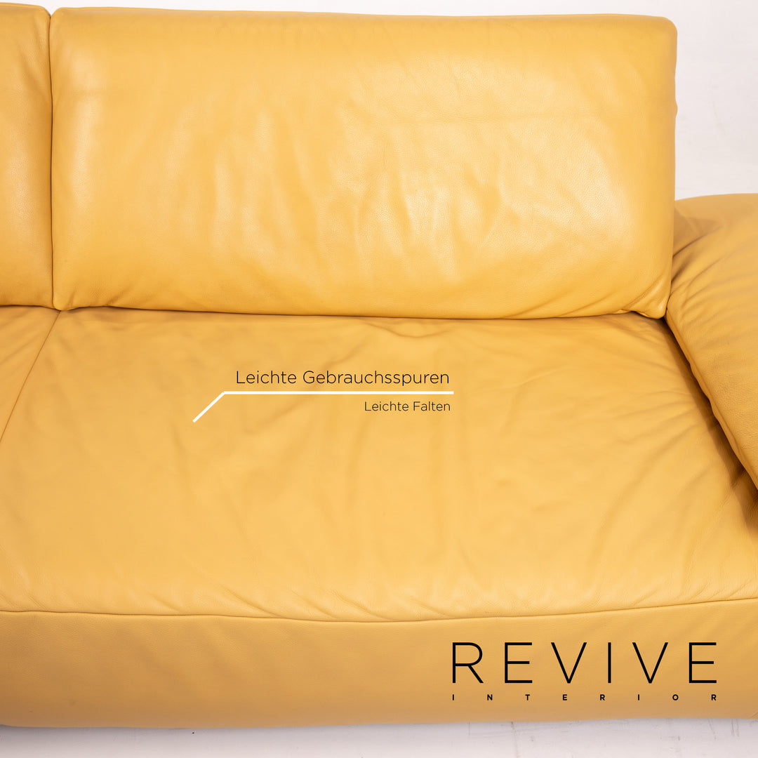 Koinor Volare Leder Sofa Garnitur Gelb 1x Dreisitzer 1x Hocker Funktion #14889