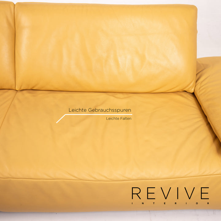 Koinor Volare Leder Sofa Garnitur Gelb 1x Dreisitzer 1x Hocker Funktion #14889
