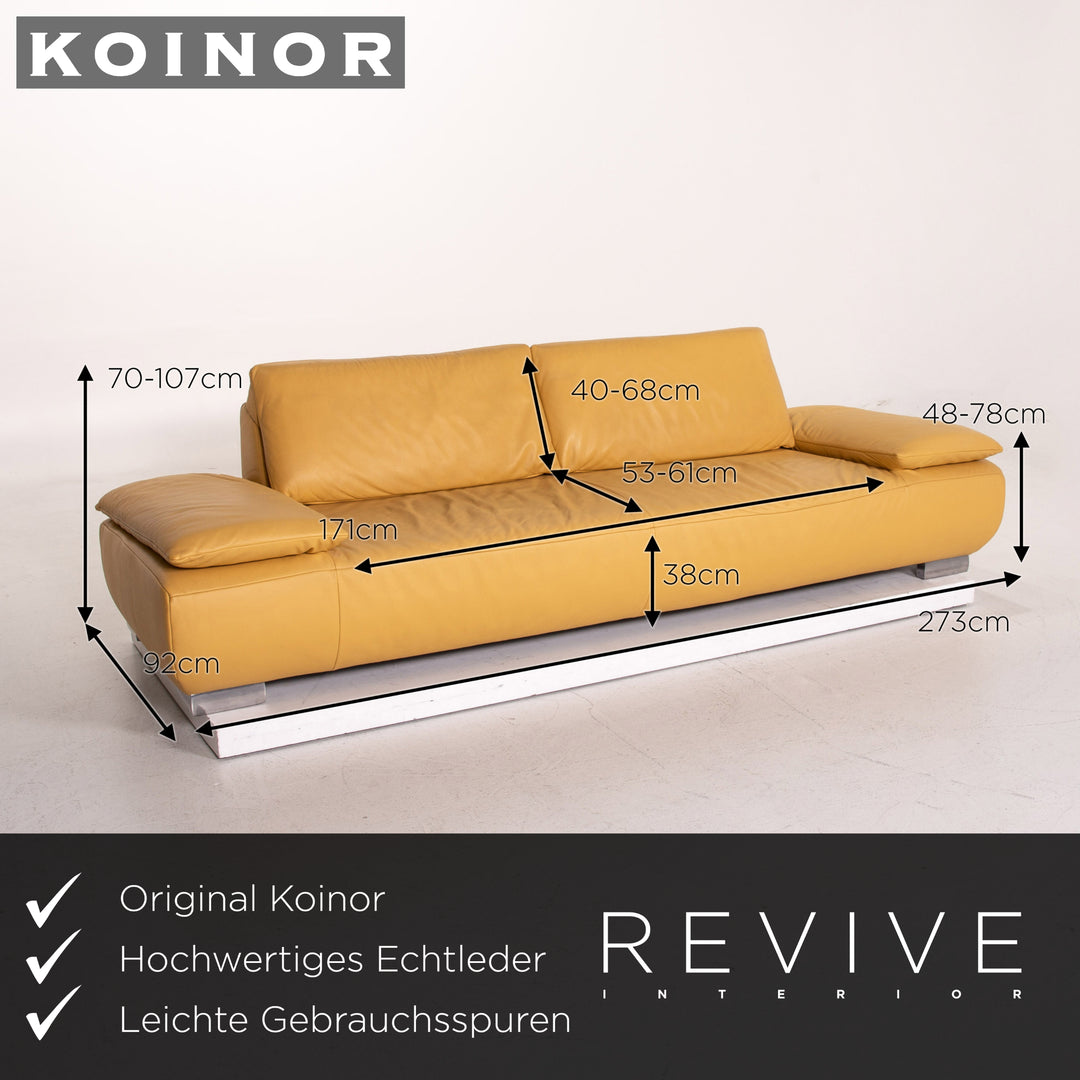 Koinor Volare Leder Sofa Garnitur Gelb 1x Dreisitzer 1x Hocker Funktion #14889