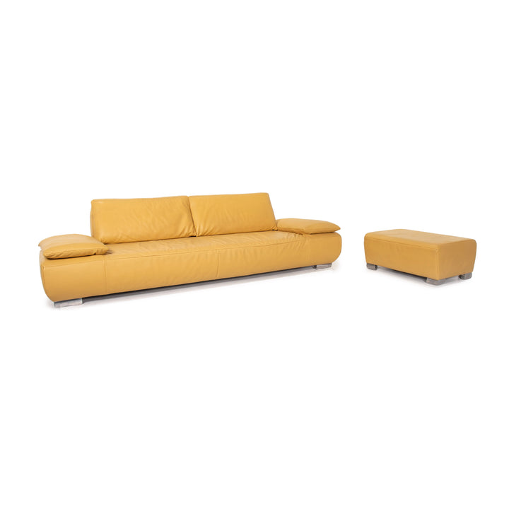 Koinor Volare Leder Sofa Garnitur Gelb 1x Dreisitzer 1x Hocker Funktion #14889