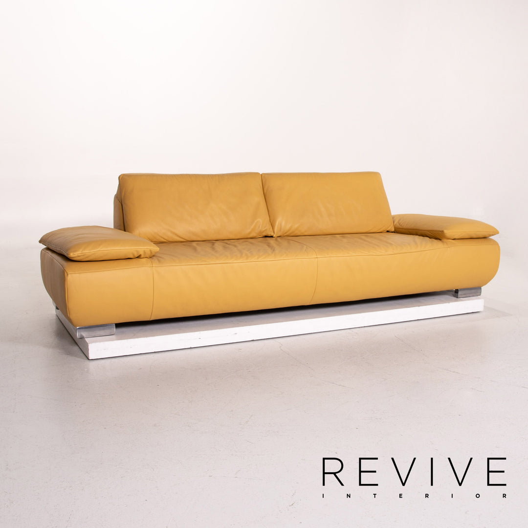 Koinor Volare Leder Sofa Garnitur Gelb 1x Dreisitzer 1x Hocker Funktion #14889