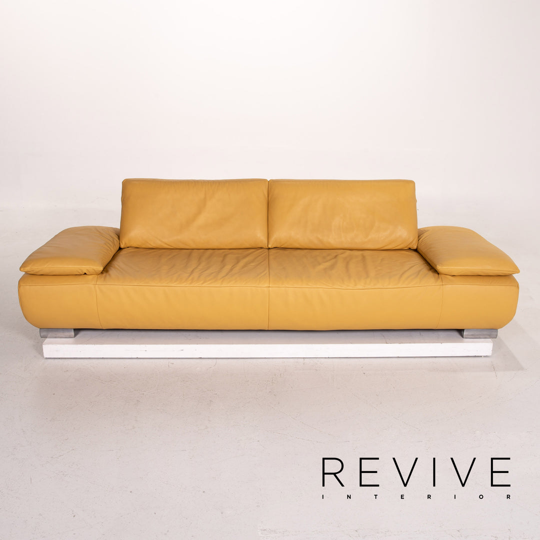 Koinor Volare Leder Sofa Garnitur Gelb 1x Dreisitzer 1x Hocker Funktion #14889