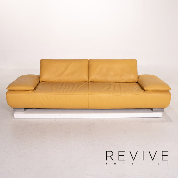 Koinor Volare Leder Sofa Garnitur Gelb 1x Dreisitzer 1x Hocker Funktion #14889