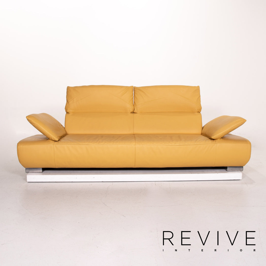 Koinor Volare Leder Sofa Garnitur Gelb 1x Dreisitzer 1x Hocker Funktion #14889