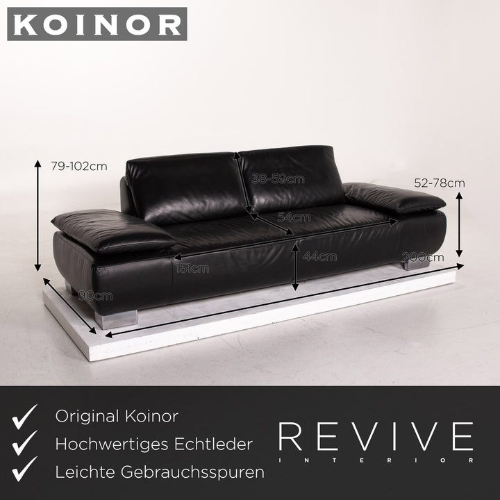 Koinor Volare ensemble de canapés en cuir noir 1x trois places 1x deux places #15128