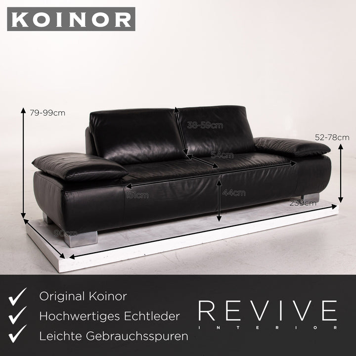 Koinor Volare ensemble de canapés en cuir noir 1x trois places 1x deux places #15128