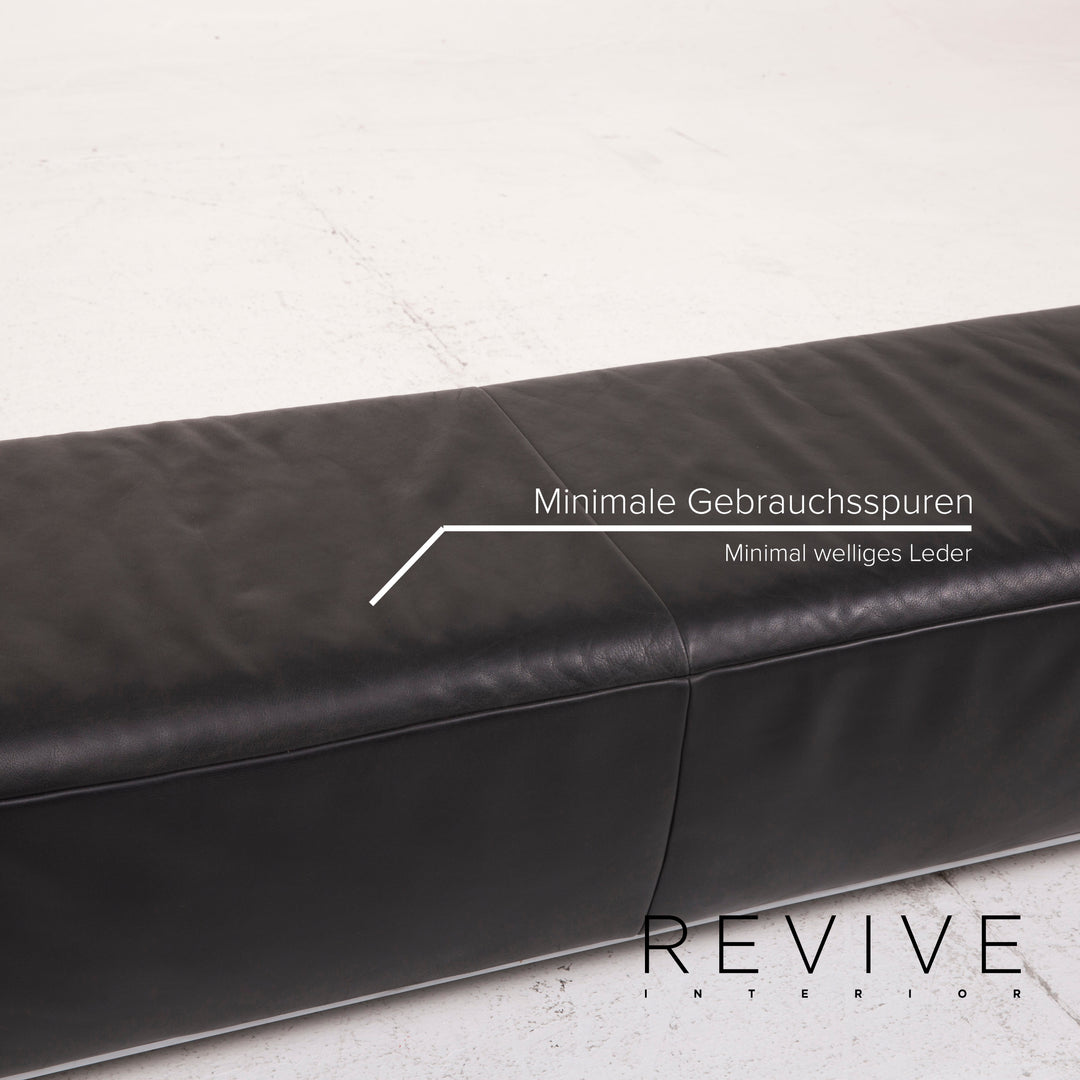 Koinor Volare Leather Sofa Set Black Three Seater Stool #15243
