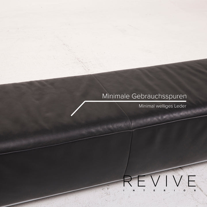 Koinor Volare Leather Sofa Set Black Three Seater Stool #15243