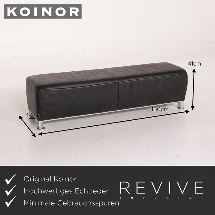 Koinor Volare Leather Sofa Set Black Three Seater Stool #15243