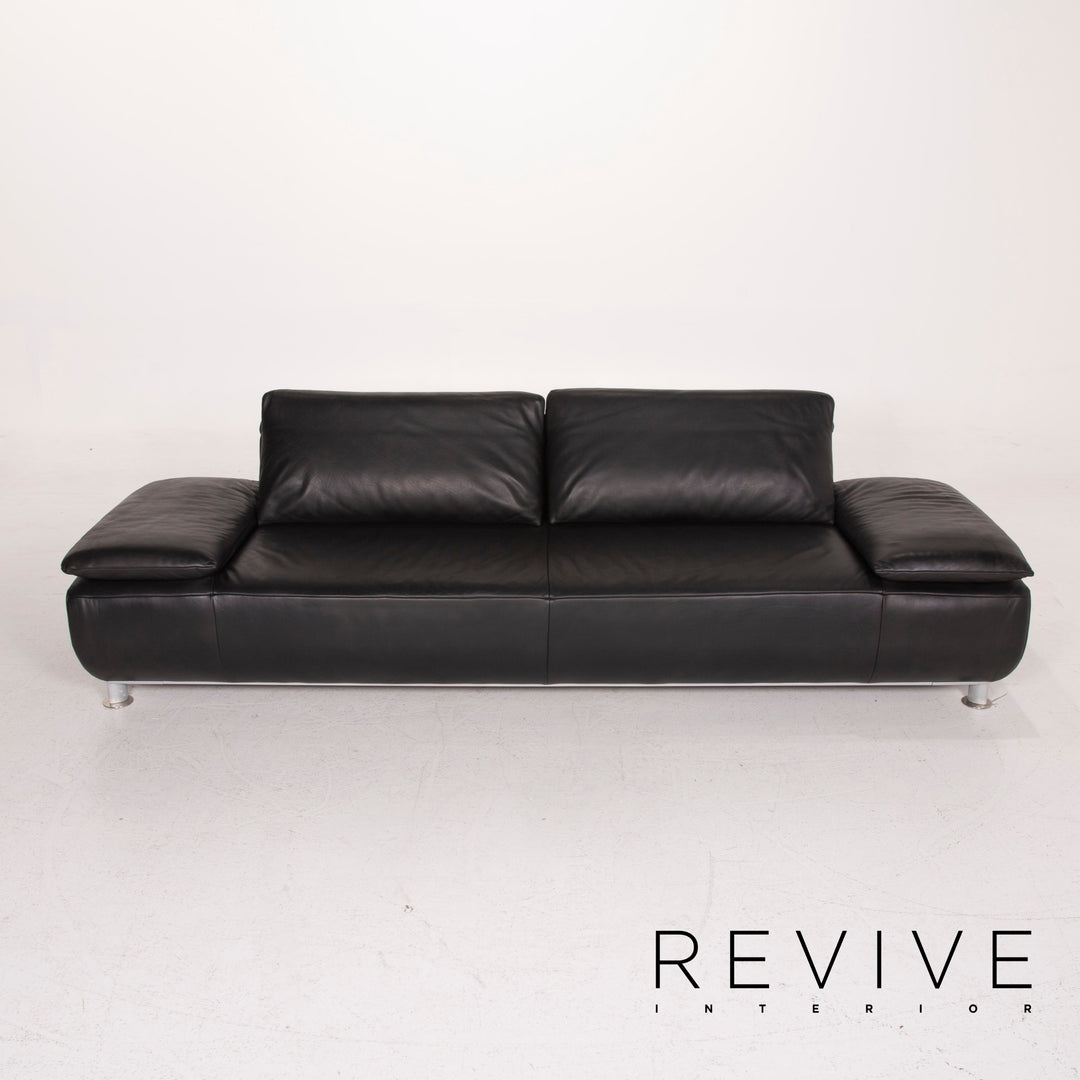 Koinor Volare Leather Sofa Set Black Three Seater Stool #15243
