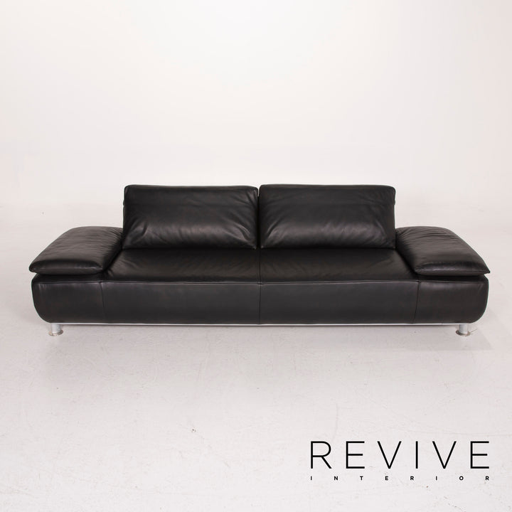 Koinor Volare Leather Sofa Set Black Three Seater Stool #15243