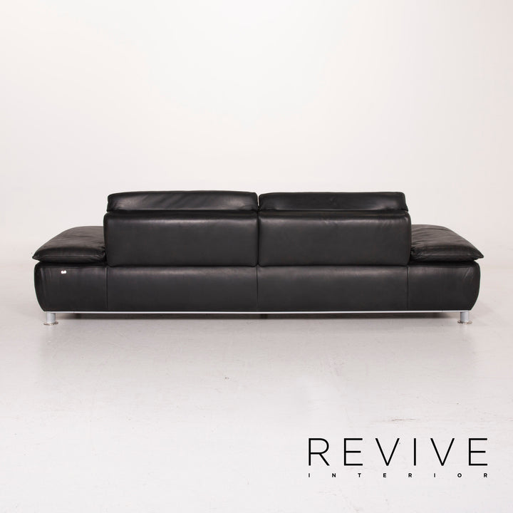 Koinor Volare Leather Sofa Set Black Three Seater Stool #15243