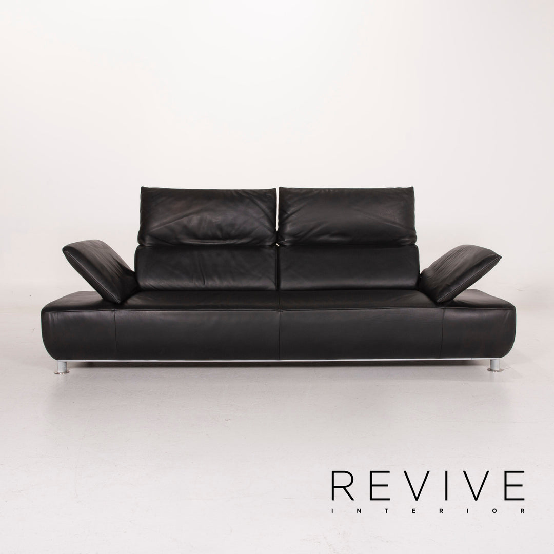 Koinor Volare Leather Sofa Set Black Three Seater Stool #15243