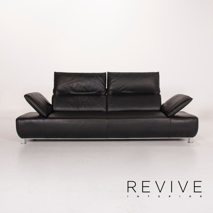 Koinor Volare Leather Sofa Set Black Three Seater Stool #15243