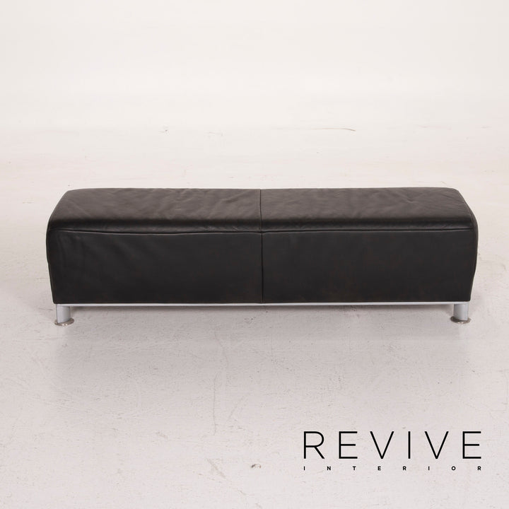 Koinor Volare Leather Sofa Set Black Three Seater Stool #15243