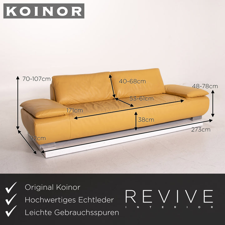 Koinor Volare canapé en cuir jaune trois places fonction canapé #14618