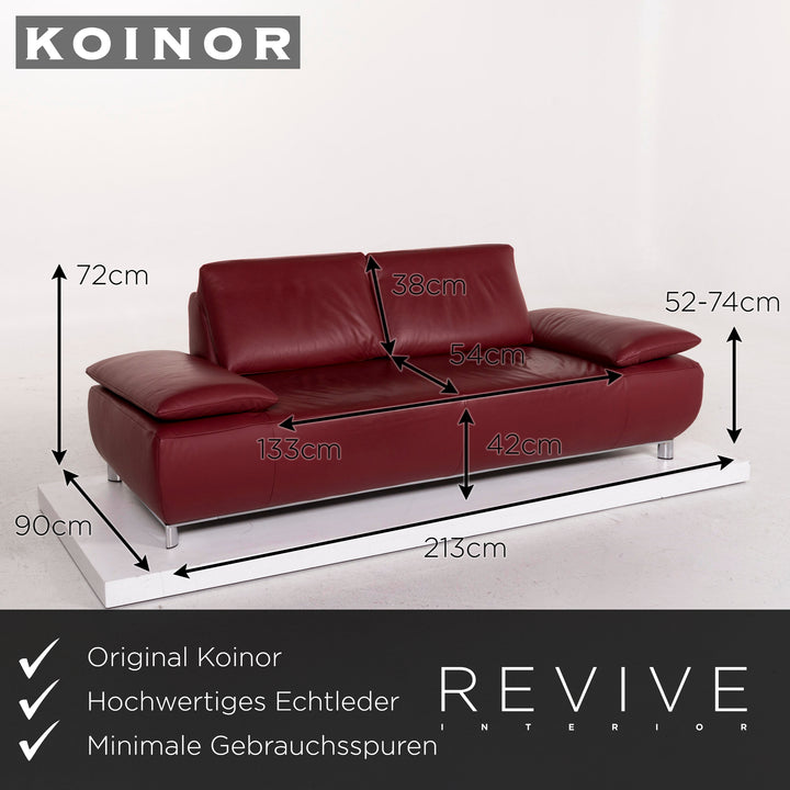 Koinor Volare Leder Sofa Rot Zweisitzer Funktion Couch #12000