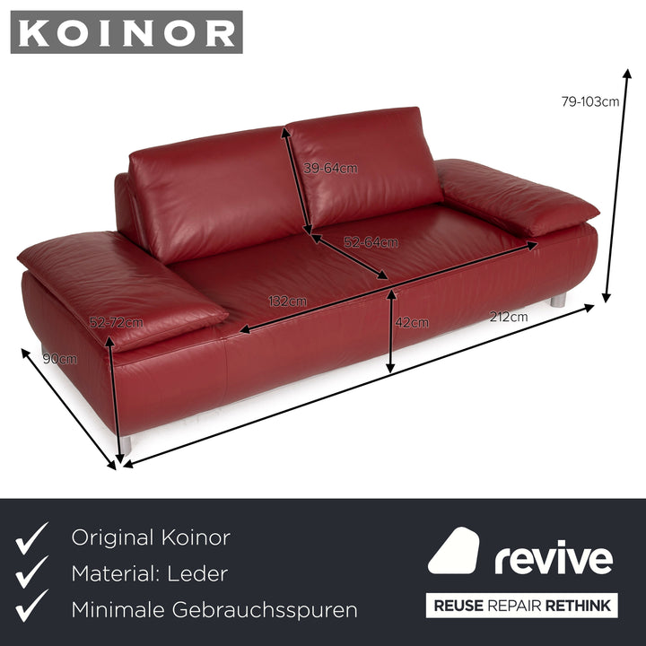 Koinor Volare Leder Sofa Rot Zweisitzer Funktion Couch