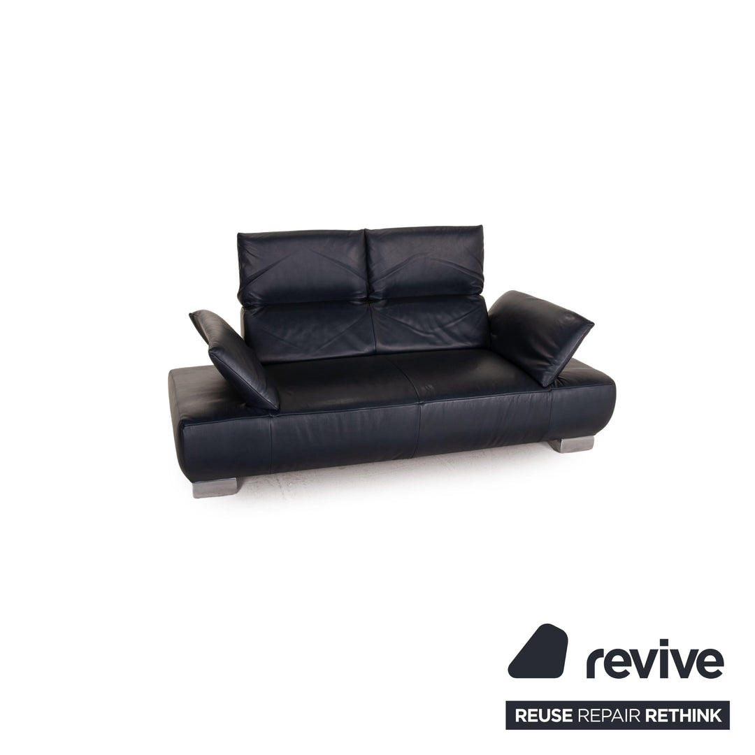Koinor Volare Leather Sofa Black Blue Two Seater Couch Feature