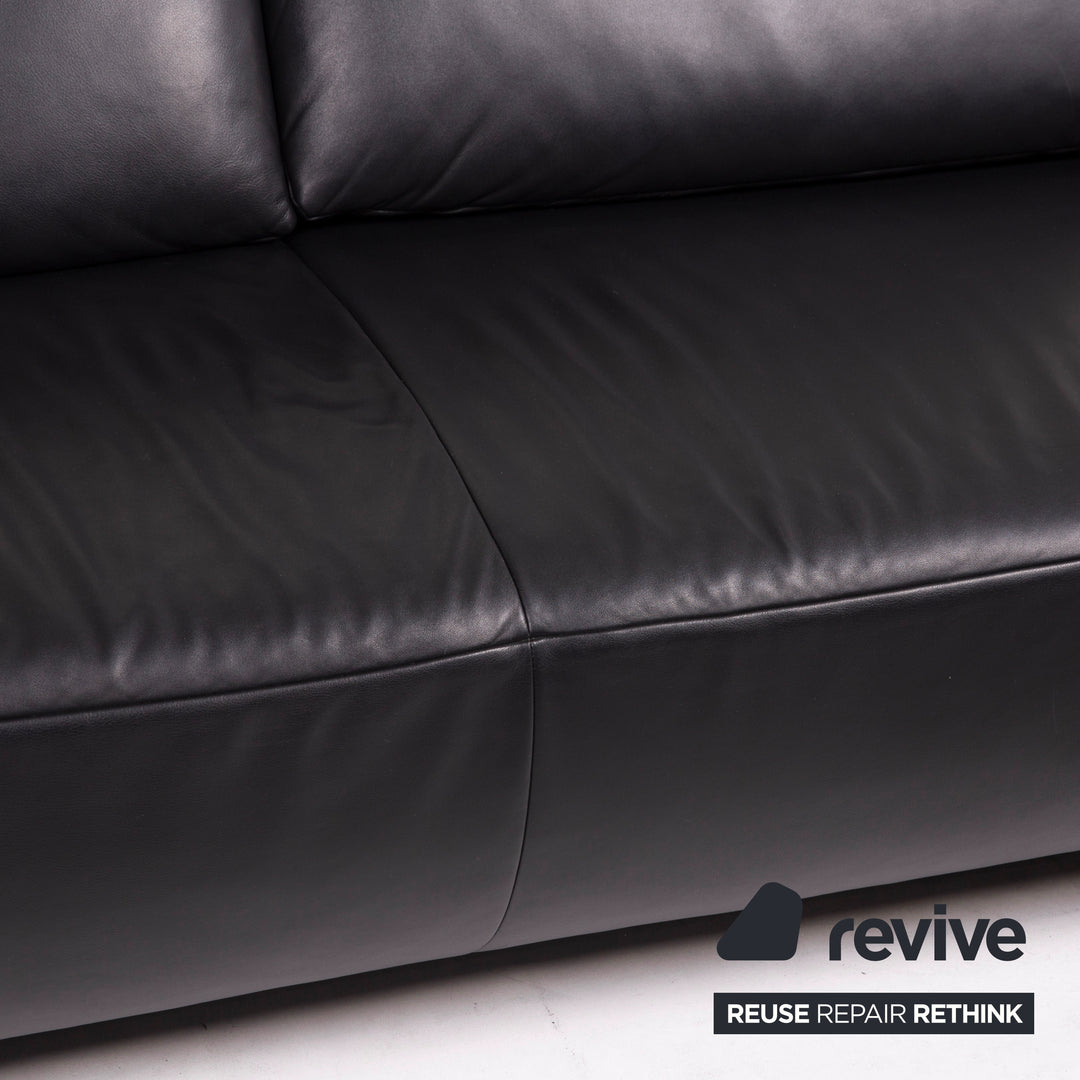 Koinor Volare Leather Sofa Black Three Seater #15174