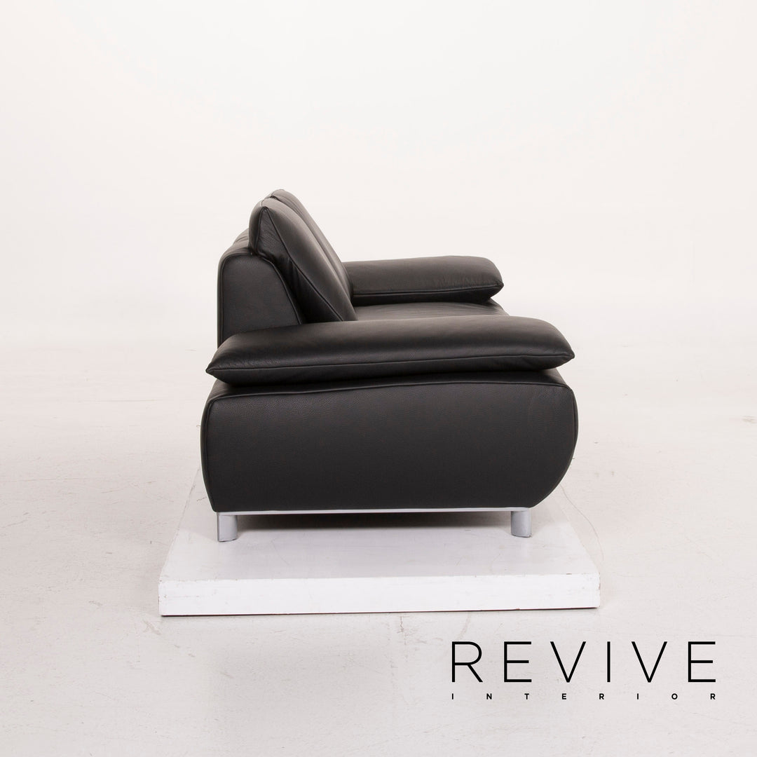 Koinor Volare Leder Sofa Schwarz Zweisitzer #15302