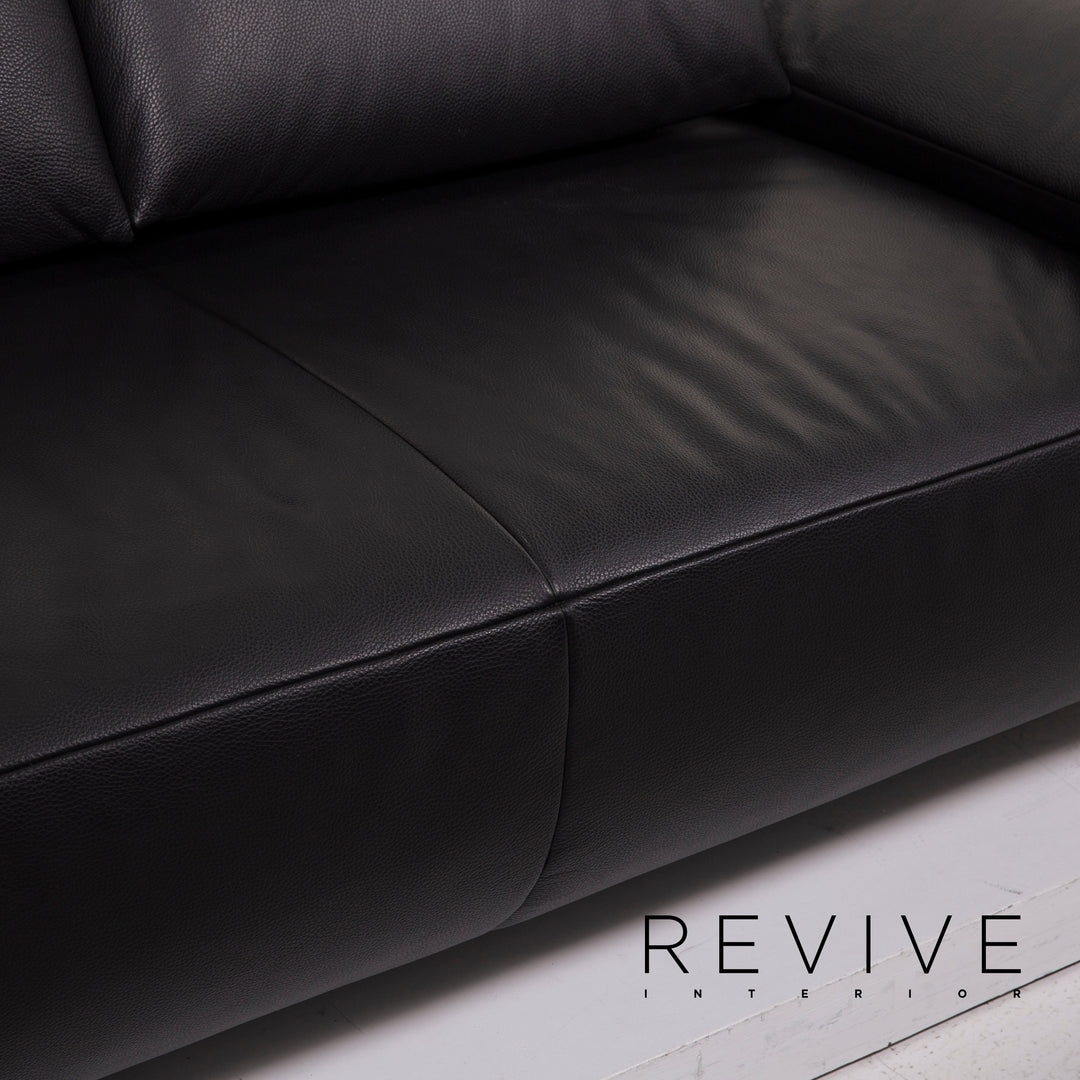 Koinor Volare Leder Sofa Schwarz Zweisitzer #15302