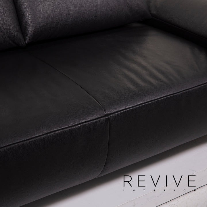 Koinor Volare Leder Sofa Schwarz Zweisitzer #15302