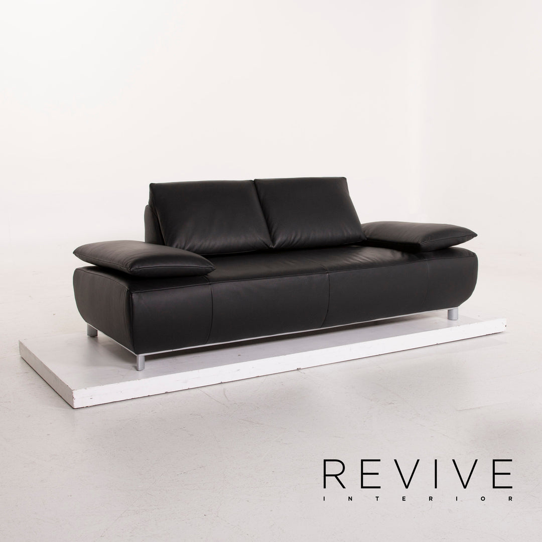 Koinor Volare Leder Sofa Schwarz Zweisitzer #15302