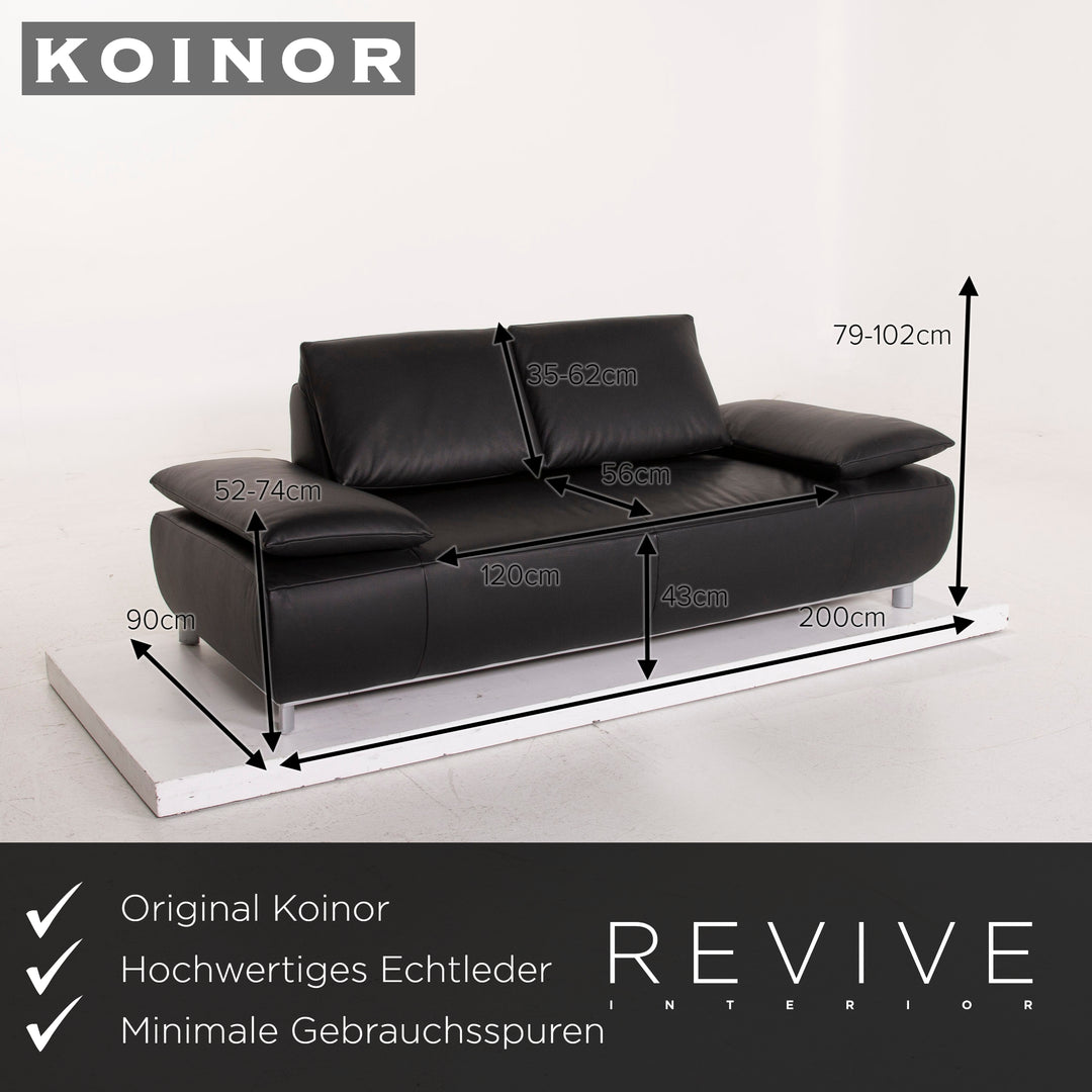 Koinor Volare Leder Sofa Schwarz Zweisitzer #15302