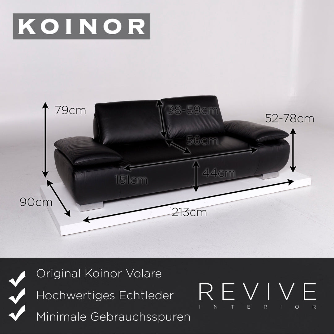 Koinor Volare Leder Sofa Schwarz Zweisitzer Funktion Couch #11134