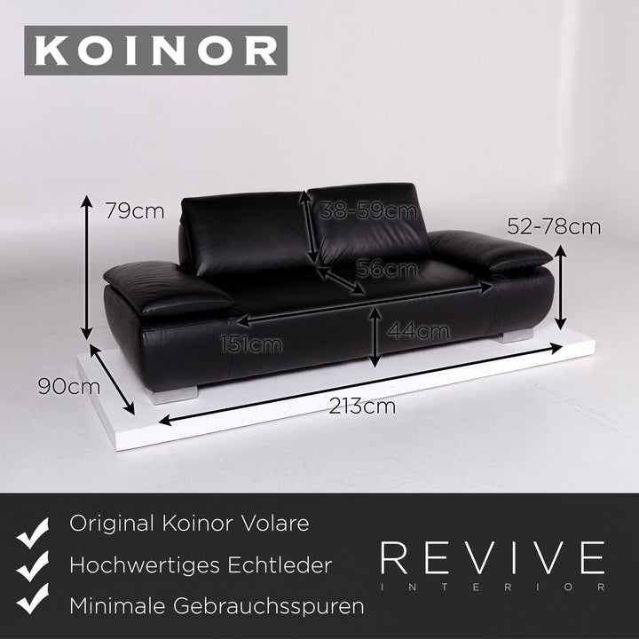 Koinor Volare ensemble de canapés en cuir noir 2x canapé de fonction trois places #11133