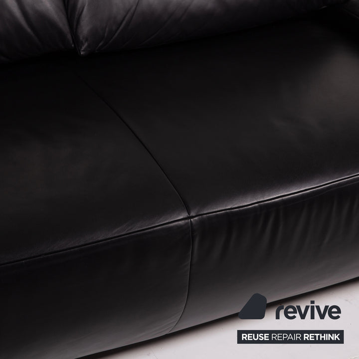 Koinor Volare Leather Sofa Black Two Seater Function Couch