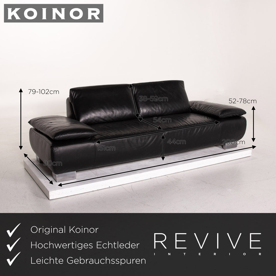Koinor Volare Leder Sofa Schwarz Zweisitzer Funktion Couch #14980