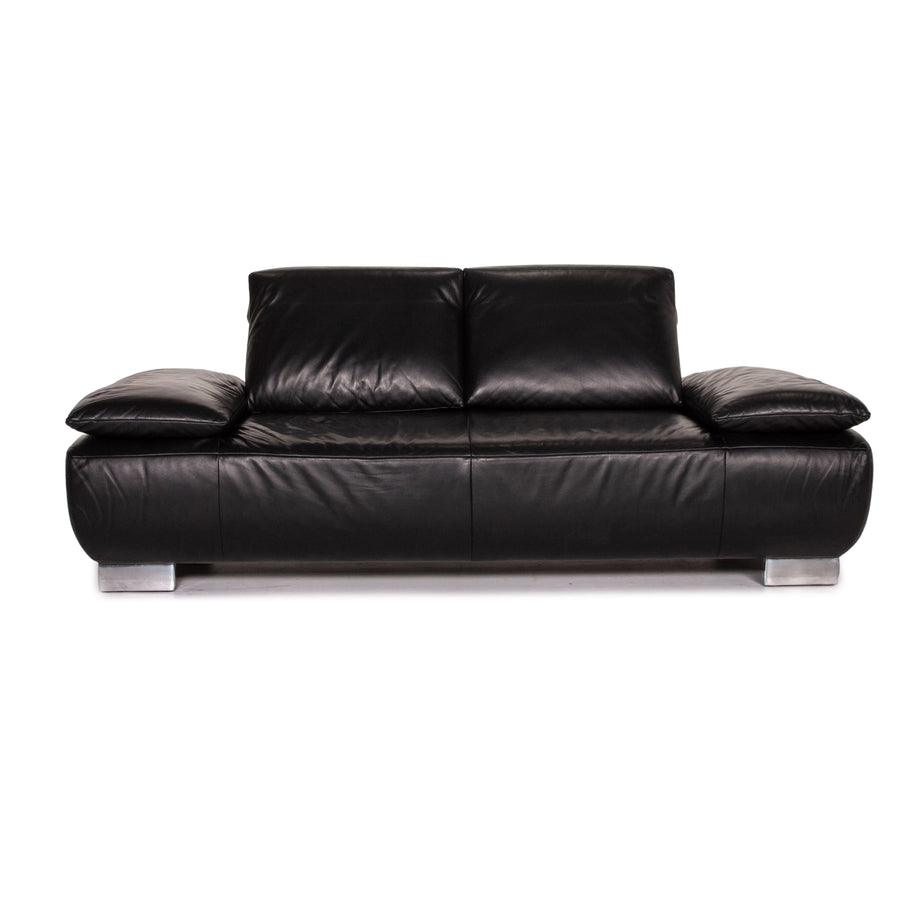 Koinor Volare Leder Sofa Schwarz Zweisitzer Funktion Couch #14980