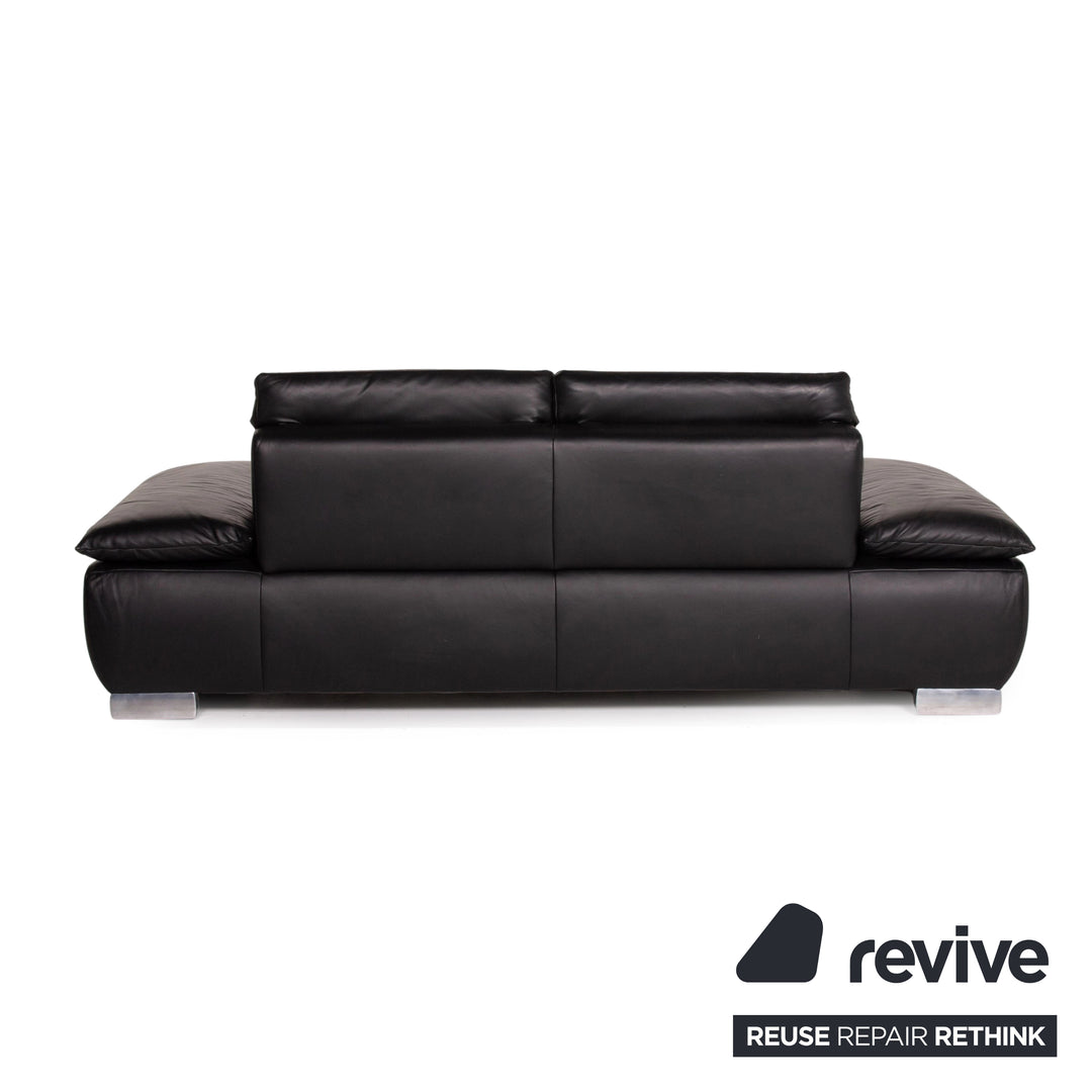 Koinor Volare Leather Sofa Black Two Seater Function Couch