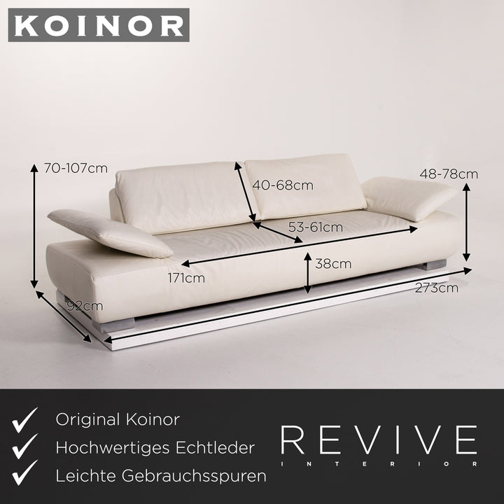 Koinor Volare Leder Sofa Weiß Dreisitzer Funktion Couch #13668