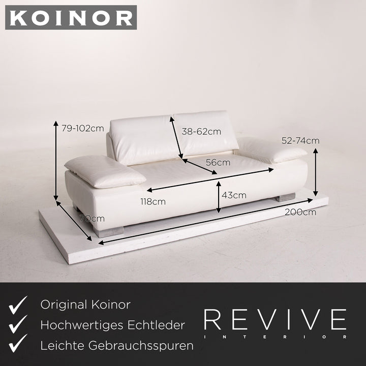 Koinor Volare Leder Sofa Weiß Zweisitzer Funktion Couch #14626
