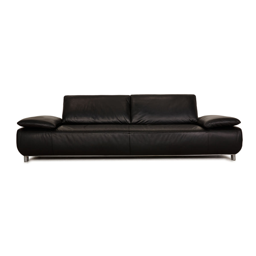 Koinor Volare Leather Four Seater Black Sofa Couch
