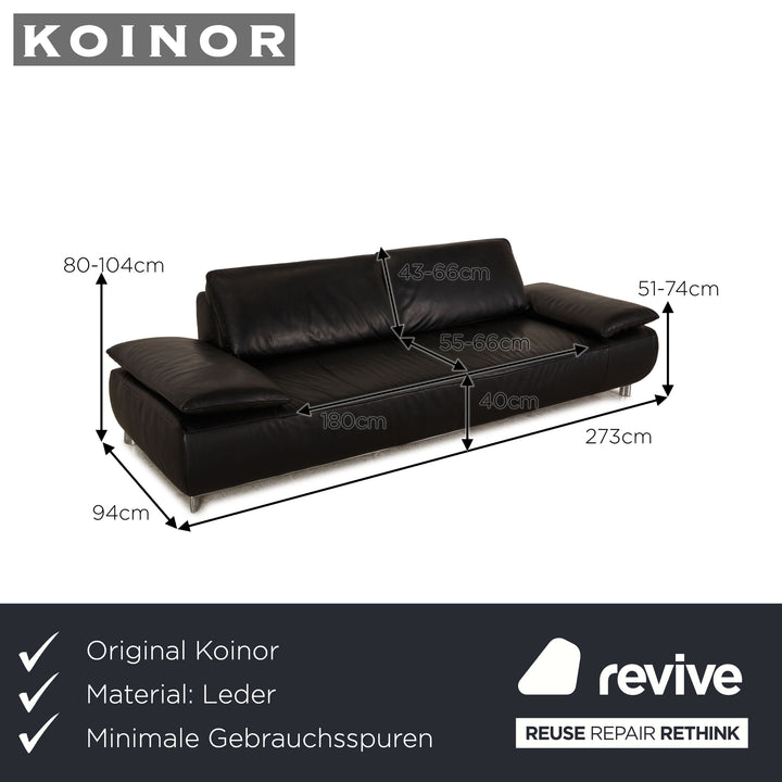 Koinor Volare Leder Viersitzer Schwarz Sofa Couch