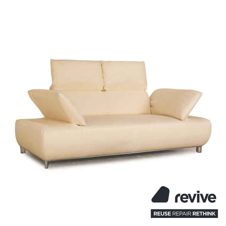 Koinor Volare Leder Zweisitzer Creme Sofa Couch manuelle Funktion