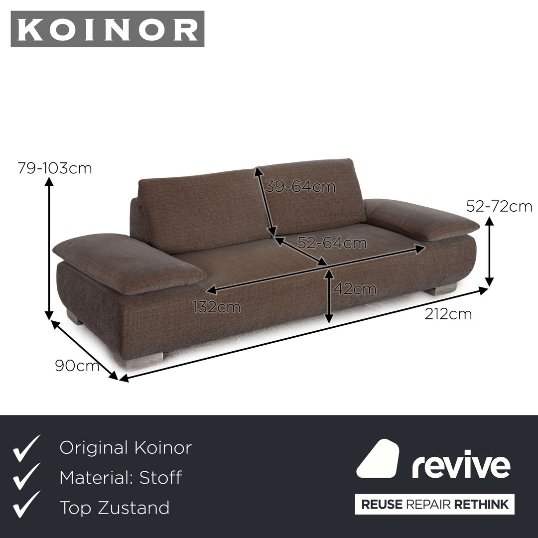 Koinor Volare Stoff Dreisitzer Grau Braun Sofa Couch Funktion