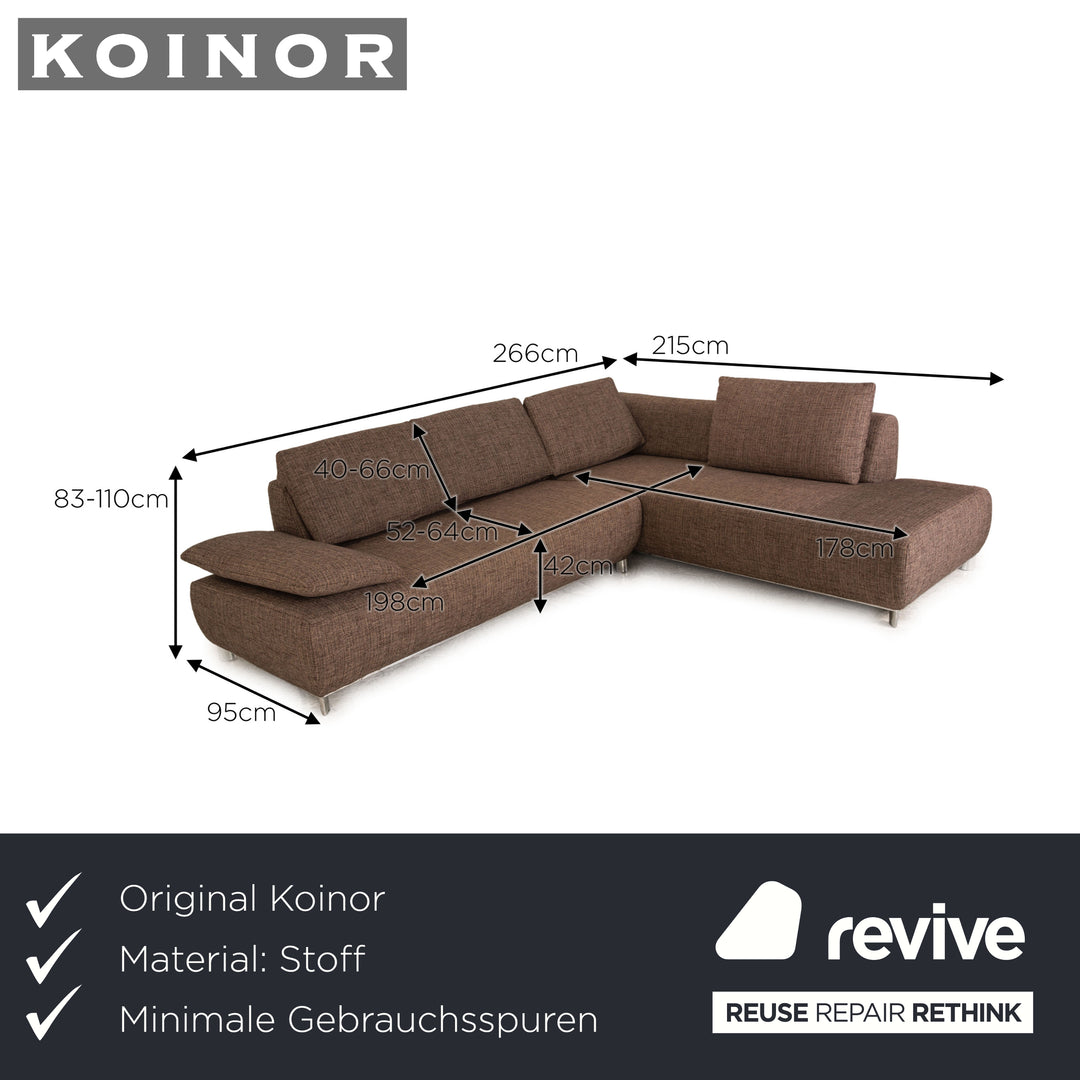 Koinor Volare Stoff Ecksofa Braun Taupe Sofa Couch Funktion Recamiere rechts