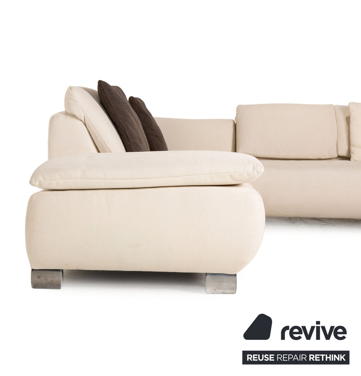 Koinor Volare Stoff Sofa Garnitur Creme Ecksofa Hocker Couch Funktion Recamiere rechts