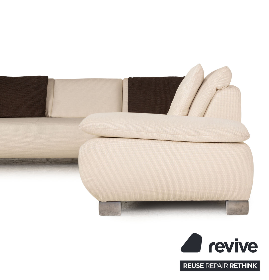 Koinor Volare Stoff Sofa Garnitur Creme Ecksofa Hocker Couch Funktion Recamiere rechts