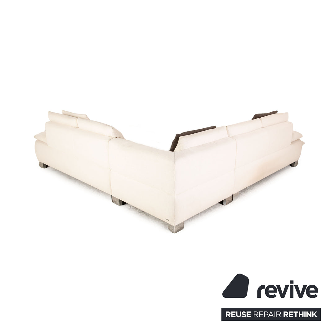 Koinor Volare Stoff Sofa Garnitur Creme Ecksofa Hocker Couch Funktion Recamiere rechts