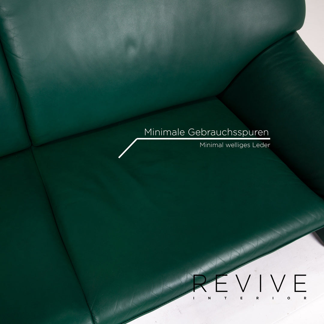 Laauser Atlanta leather sofa set green dark green 1x two-seater 2x armchair #13921