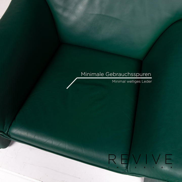 Laauser Atlanta leather sofa set green dark green 1x two-seater 2x armchair #13921