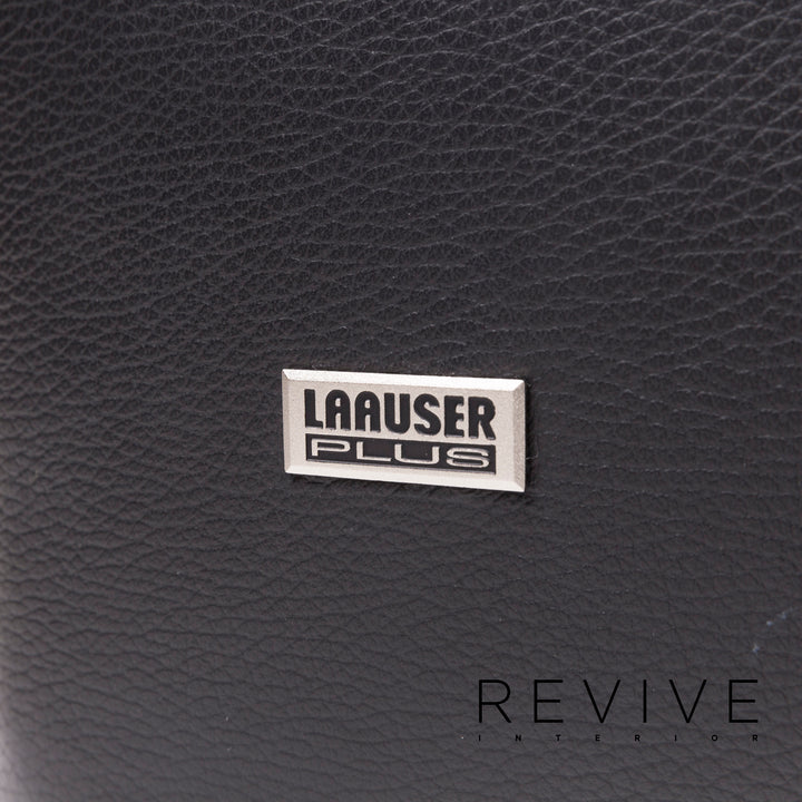 Laauser Atlanta leather sofa set black 1x three-seater 1x two-seater 1x armchair #12555