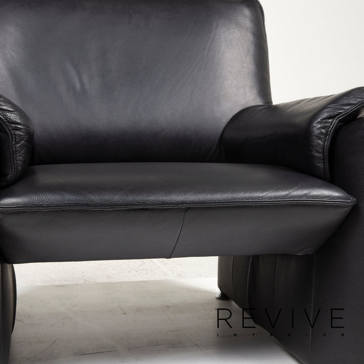 Laauser Atlanta leather sofa set black 1x three-seater 1x two-seater 1x armchair #12555