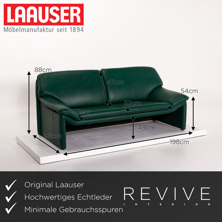 Laauser Atlanta Leather Sofa Green Dark Green Two Seater Couch #13813